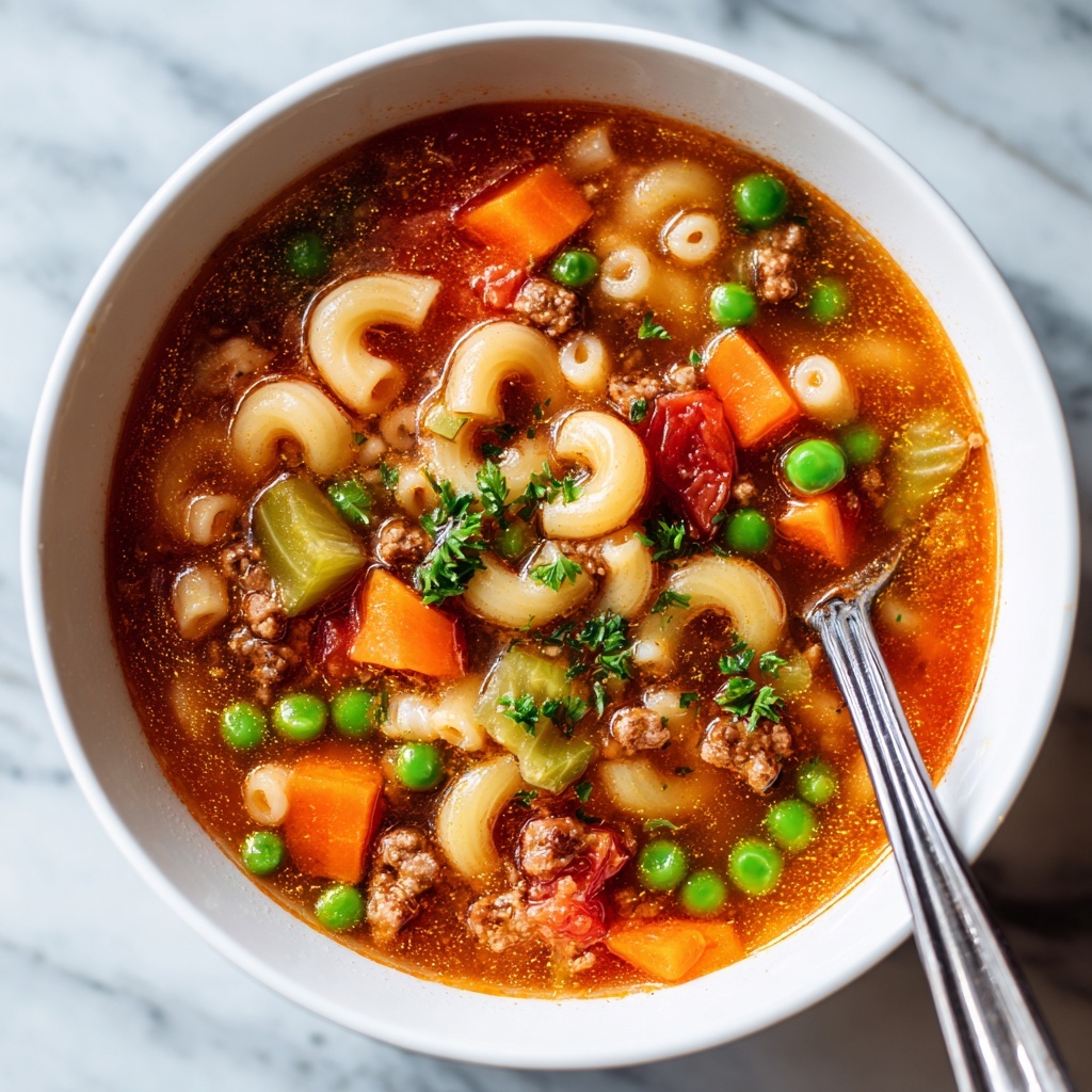Beef and Macaroni Soup Recipe - Recipe Image
