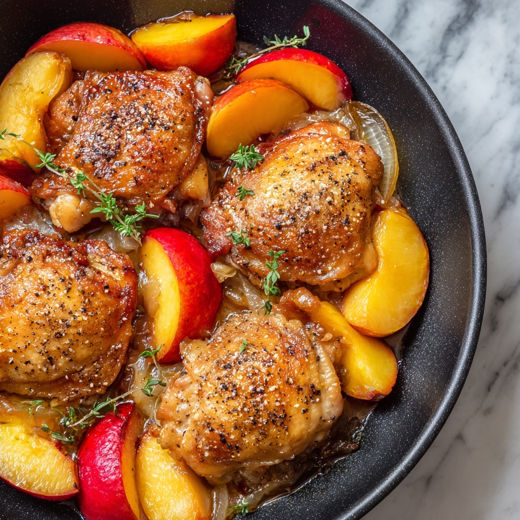 Skillet Roast Chicken with Peaches, Tomatoes, and Red Onion Recipe - Recipe Image