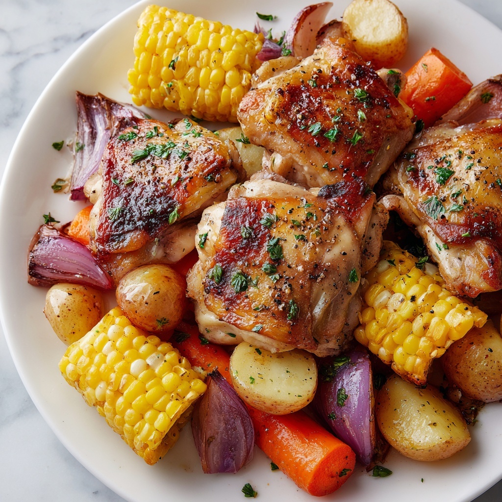 Slow Cooker Chicken Thighs with Vegetables and Herb Jus Recipe - Recipe Image
