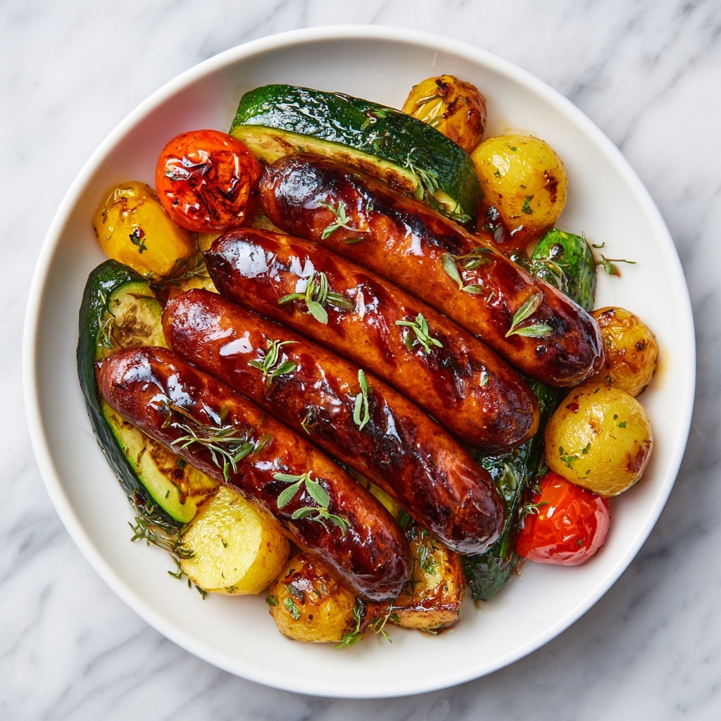 Chicken Sausages with Zucchini, Tomatoes & Pasta Recipe - Recipe Image