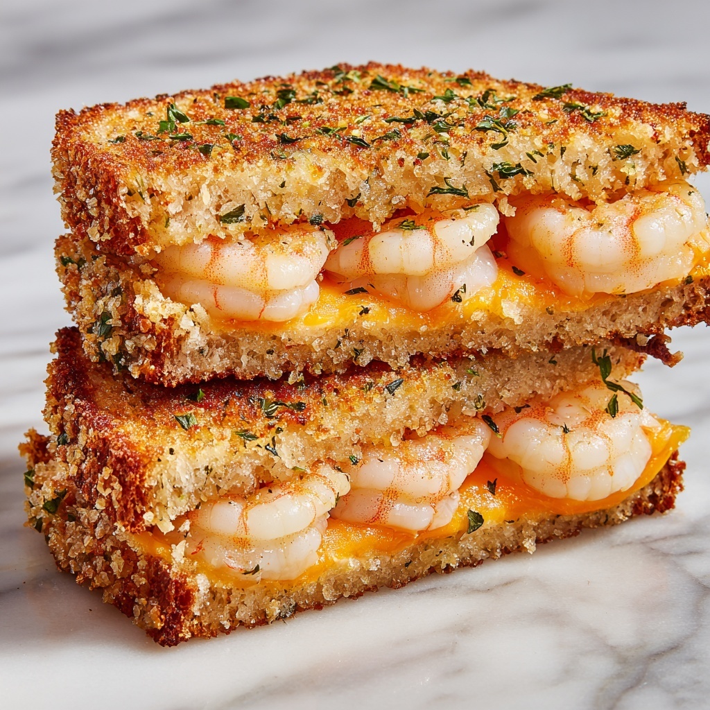 Shrimp Grilled Cheese with Garlic Bread Recipe - Recipe Image