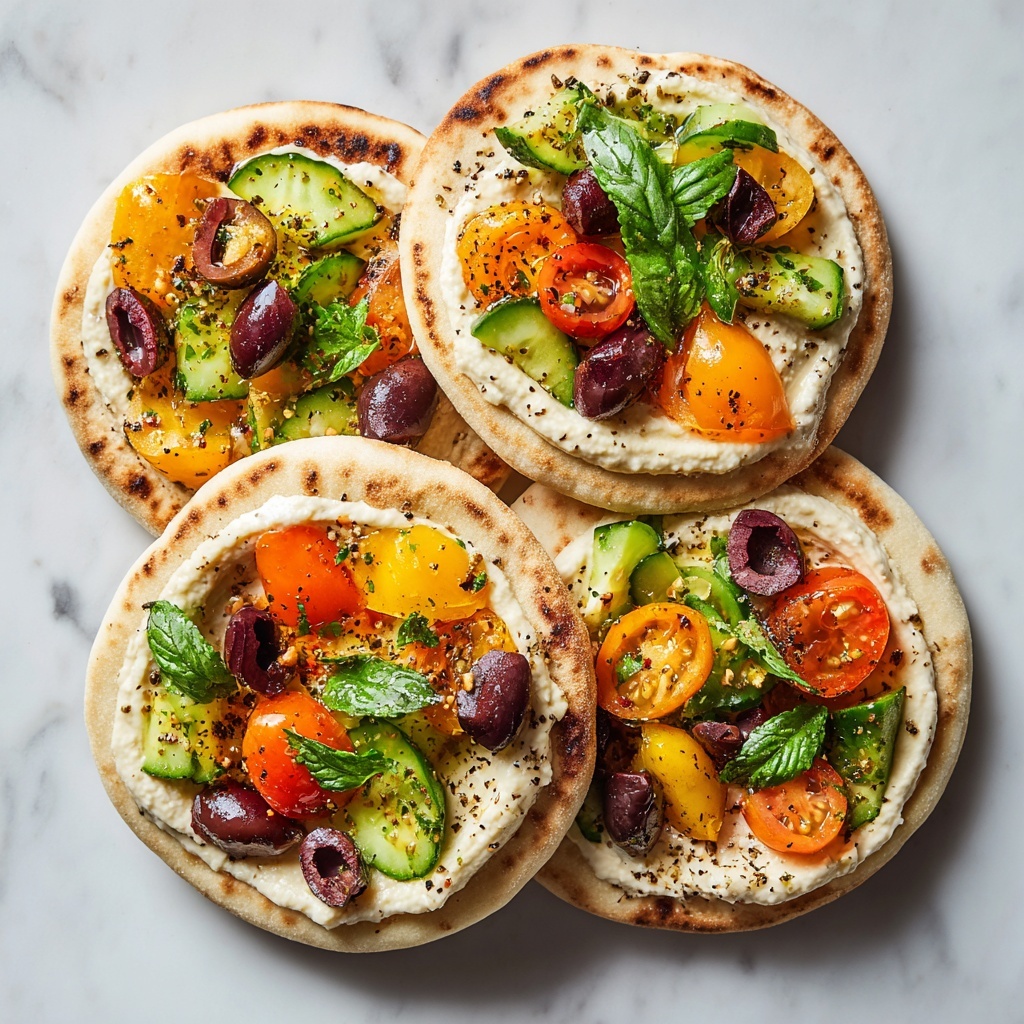 Greek Salad Naan Bites with Hummus Recipe - Recipe Image
