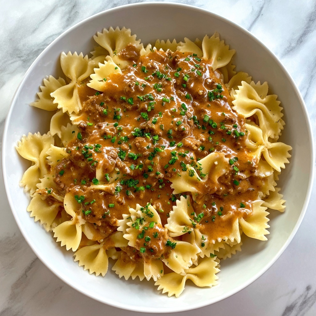 Creamy Beef and Bowtie Pasta Recipe - Recipe Image