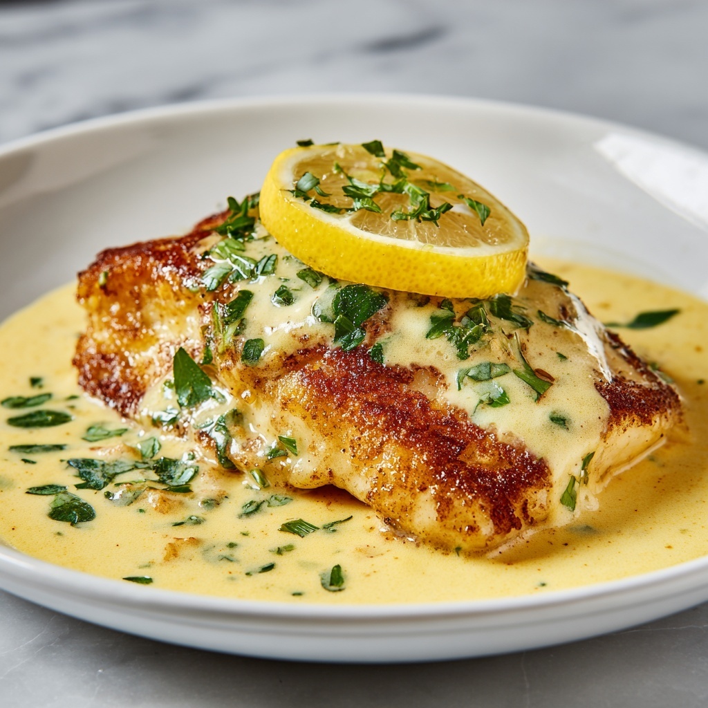 Lemon Pecorino Crusted Chicken with Creamy Lemon Sauce Recipe - Recipe Image