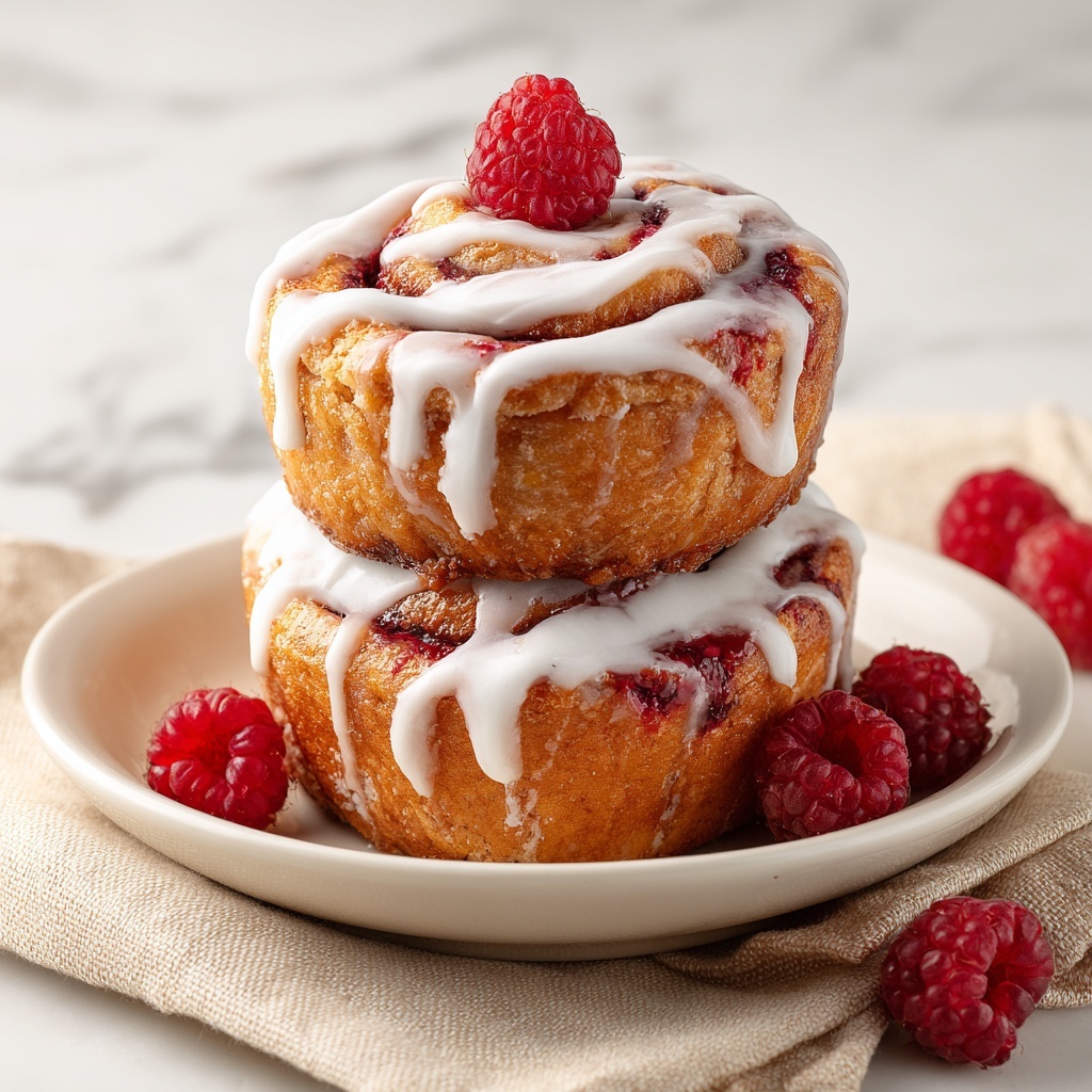 Raspberry Cinnamon Rolls with Lemon Glaze Recipe - Recipe Image