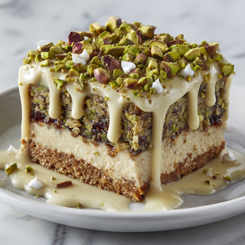 Honey Pistachio Baklava Cheesecake Recipe - Recipe Image