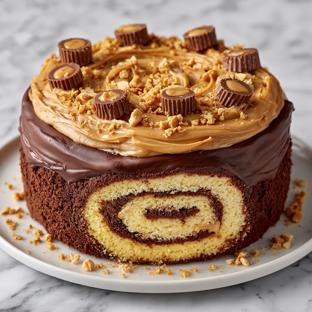 Decadent Chocolate Peanut Butter Cake Roll Recipe - Recipe Image