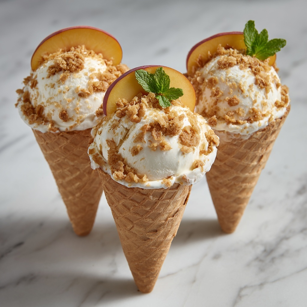 Peach Cobbler Cheesecake Cones Recipe - Recipe Image