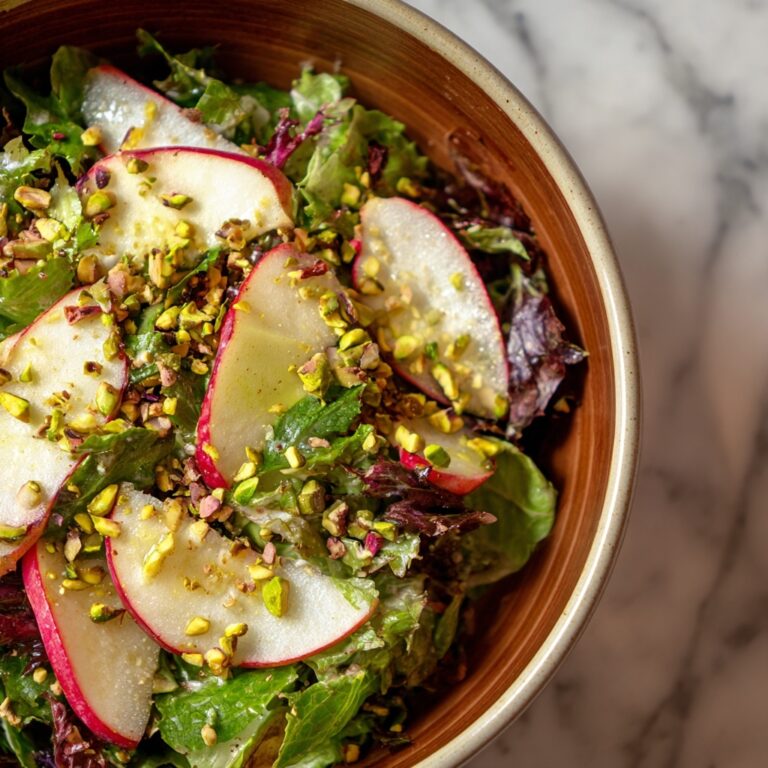 Apple Radish and Watercress Salad with Pistachio Chile de Árbol Dressing Recipe