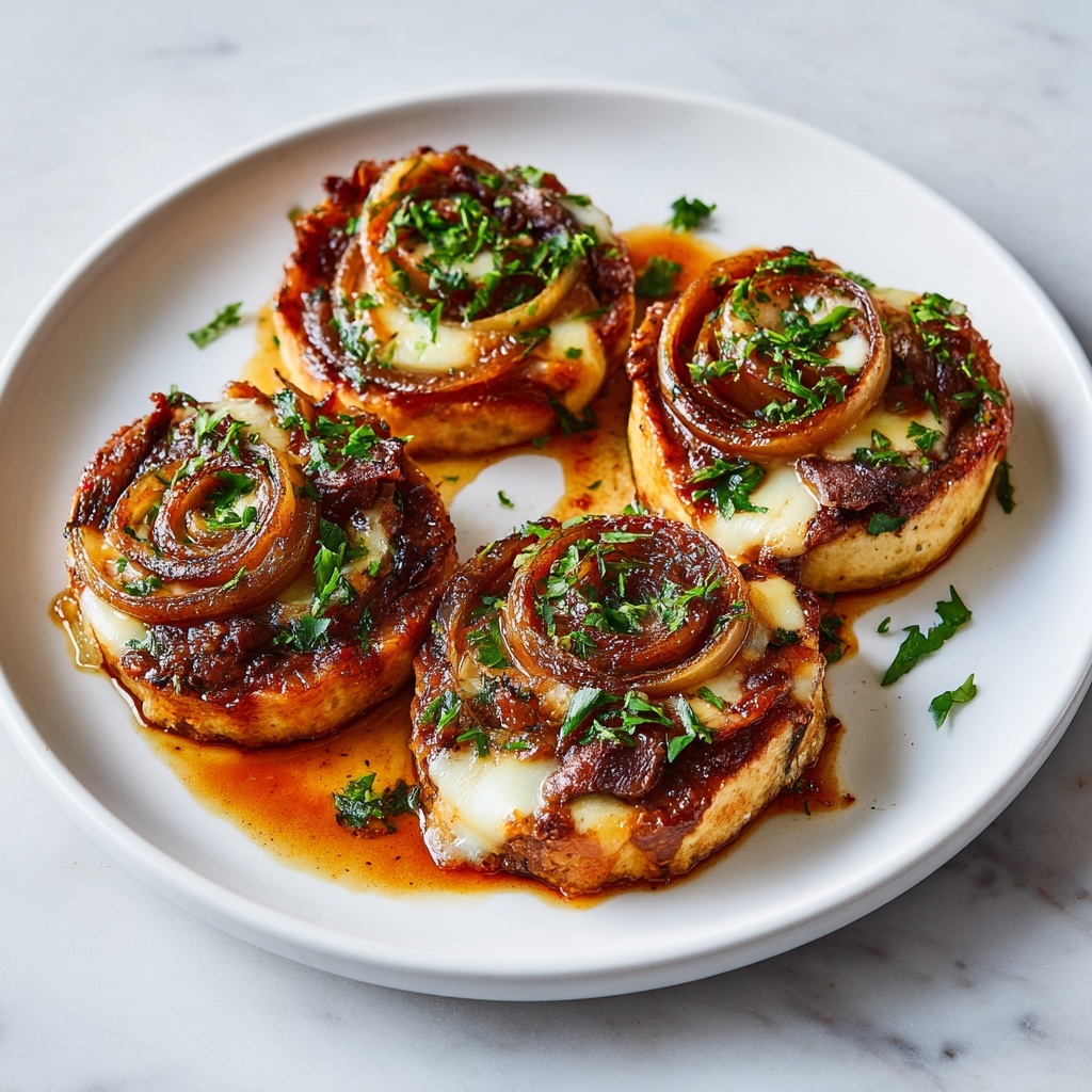 French Onion Steak Pinwheels Recipe - Recipe Image