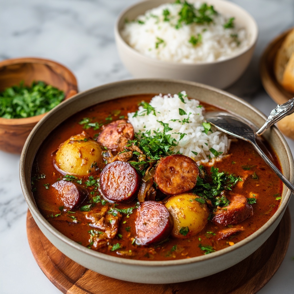 Authentic Cajun Sausage and Chicken Gumbo Recipe - Recipe Image