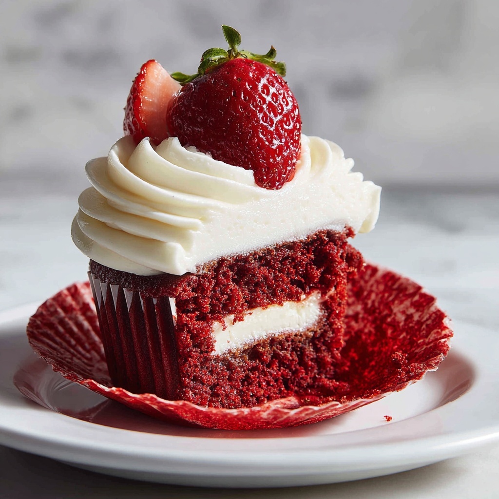 Strawberry Cheesecake Red Velvet Cupcakes Recipe - Recipe Image