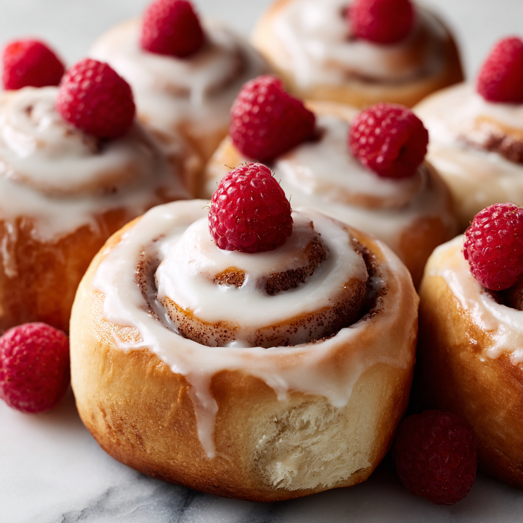 Raspberry Cinnamon Rolls with Lemon Glaze Recipe - Recipe Image