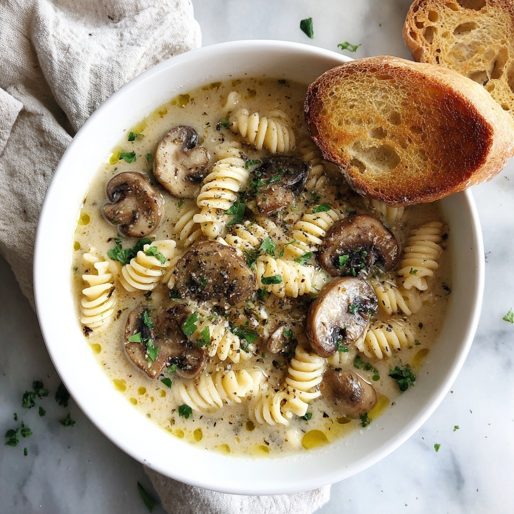 Creamy Mushroom Pasta Soup Recipe - Recipe Image