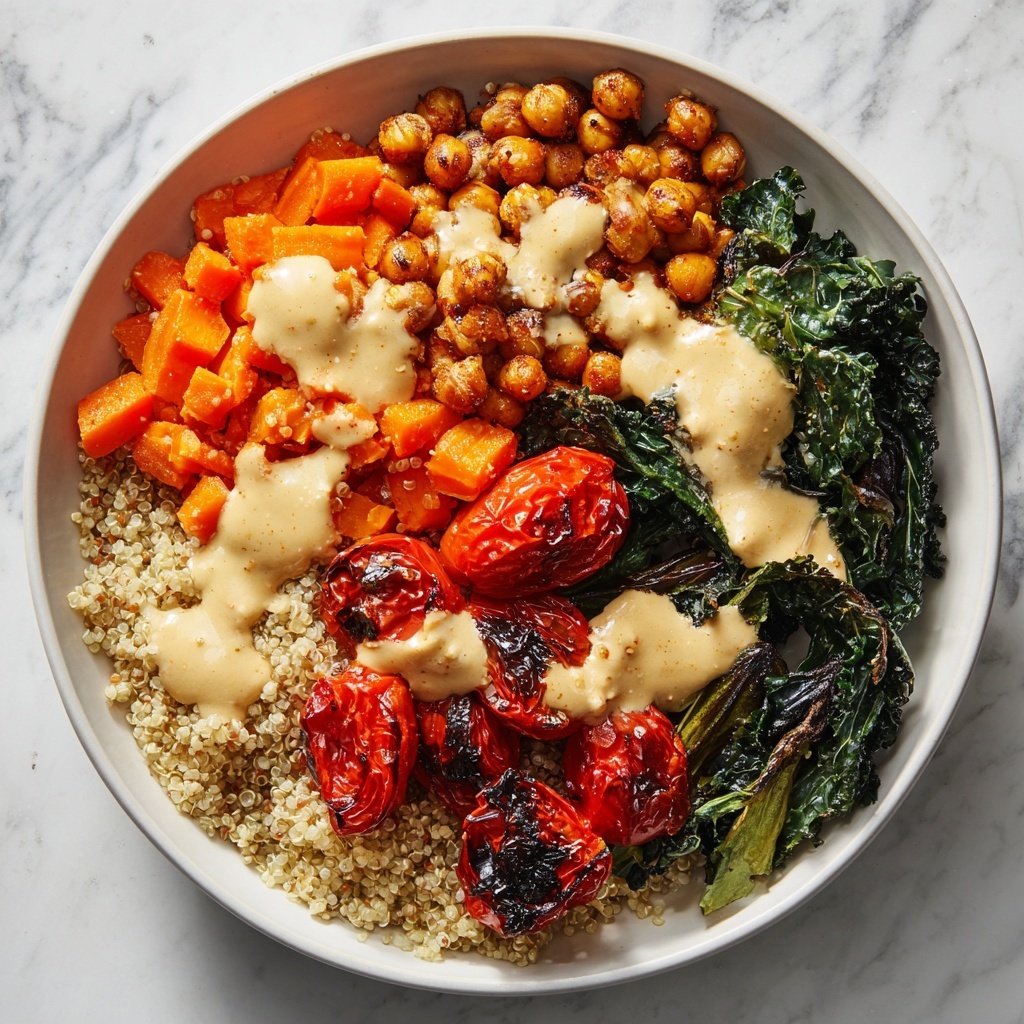 Roasted Vegetable & Chickpea Bowl with Tahini Dressing Recipe - Recipe Image