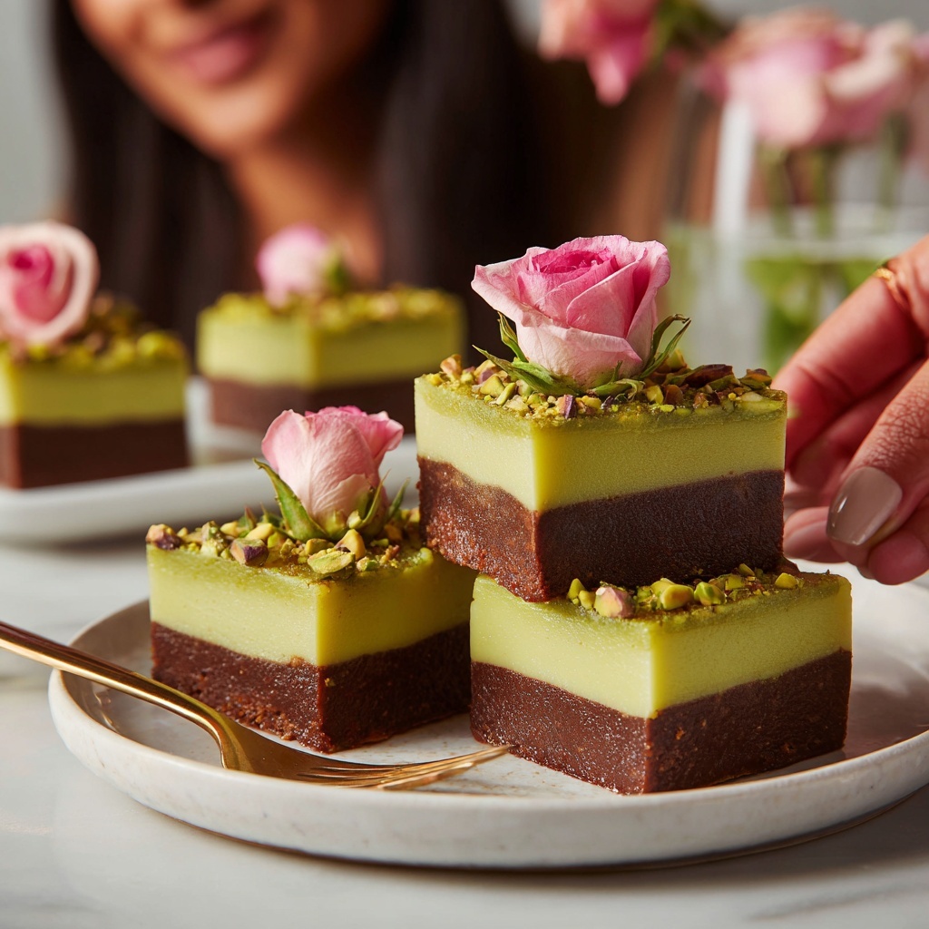 Gluten-Free Pistachio Rosewater Brownies Recipe - Recipe Image