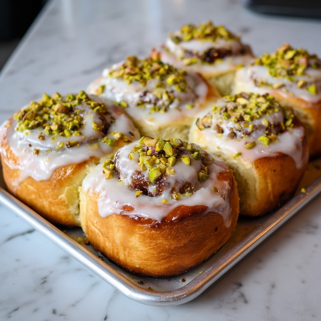 White Chocolate Pistachio Cinnamon Rolls Recipe - Recipe Image