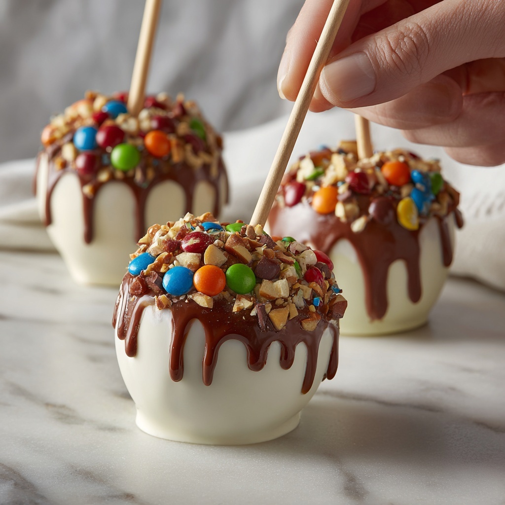 Gourmet Candy-Coated Caramel Apple Creations Recipe - Recipe Image