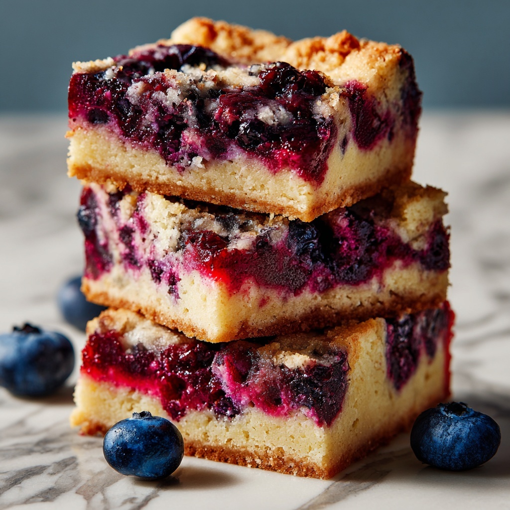 Lemon Blueberry Bar Blondies with Blueberry Glaze Recipe - Recipe Image