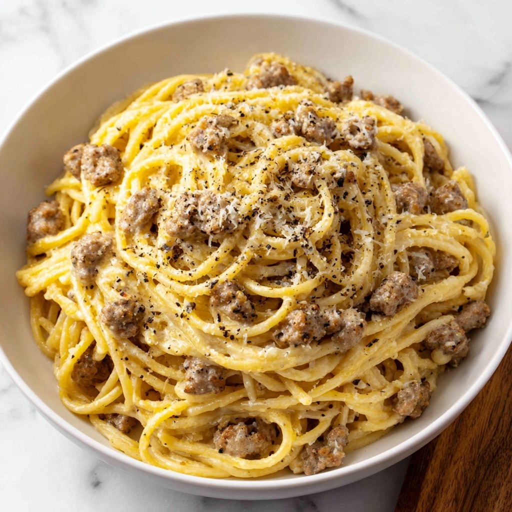 Bucatini Carbonara with Sausage Recipe - Recipe Image