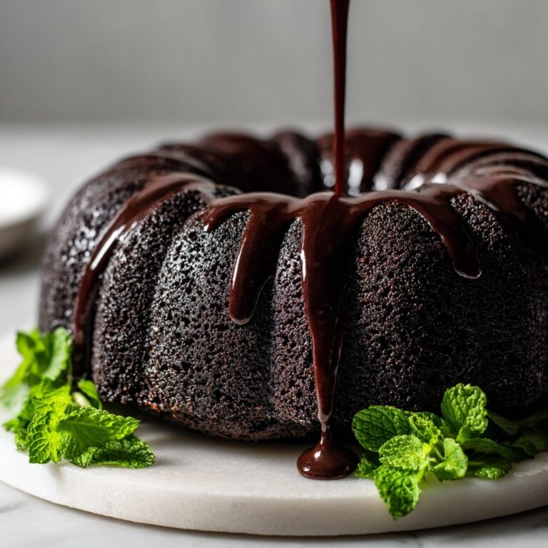 Chocolate Bundt Cake with Hibiscus Cream Cheese Glaze Recipe