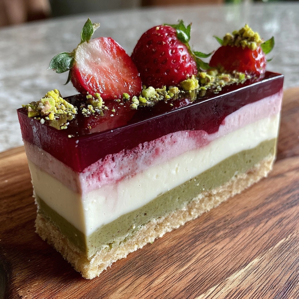 Strawberry Pistachio Mousse Cake Recipe - Recipe Image