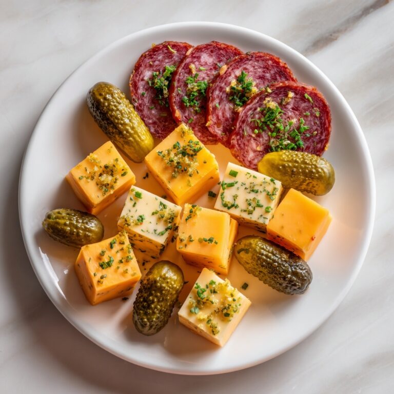 Easy Marinated Cheese Appetizer with Salami & Pickles Recipe