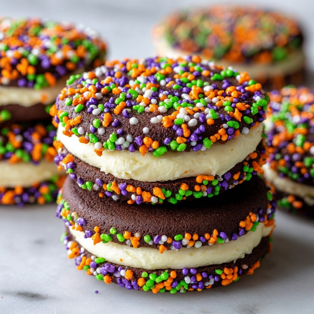 Halloween Whoopie Pies with Spooky Vanilla Buttercream and Halloween Sprinkles Recipe - Recipe Image