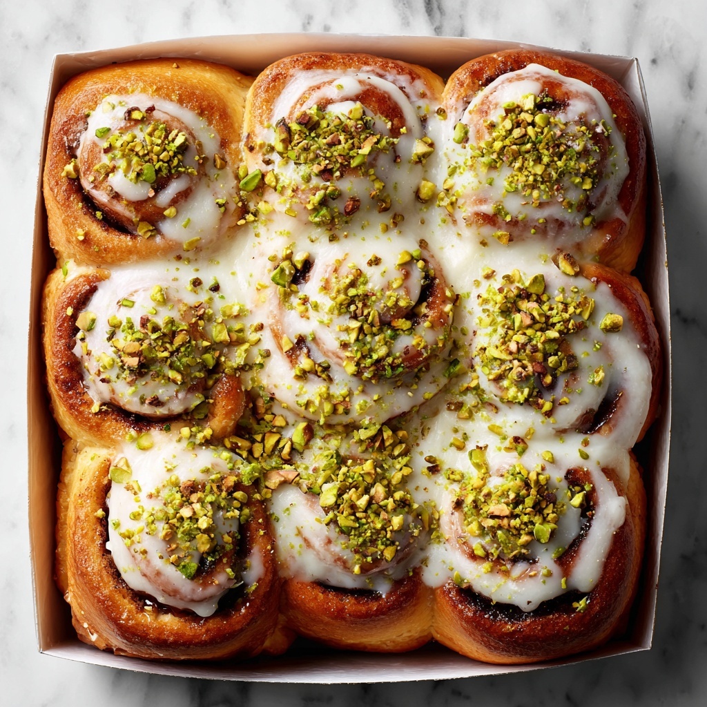 White Chocolate Pistachio Cinnamon Rolls Recipe - Recipe Image
