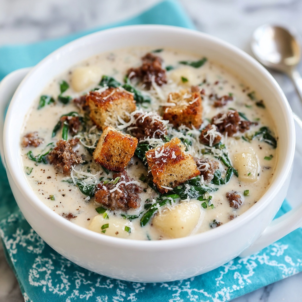 Creamy Parmesan Italian Sausage Ditalini Soup Recipe - Recipe Image