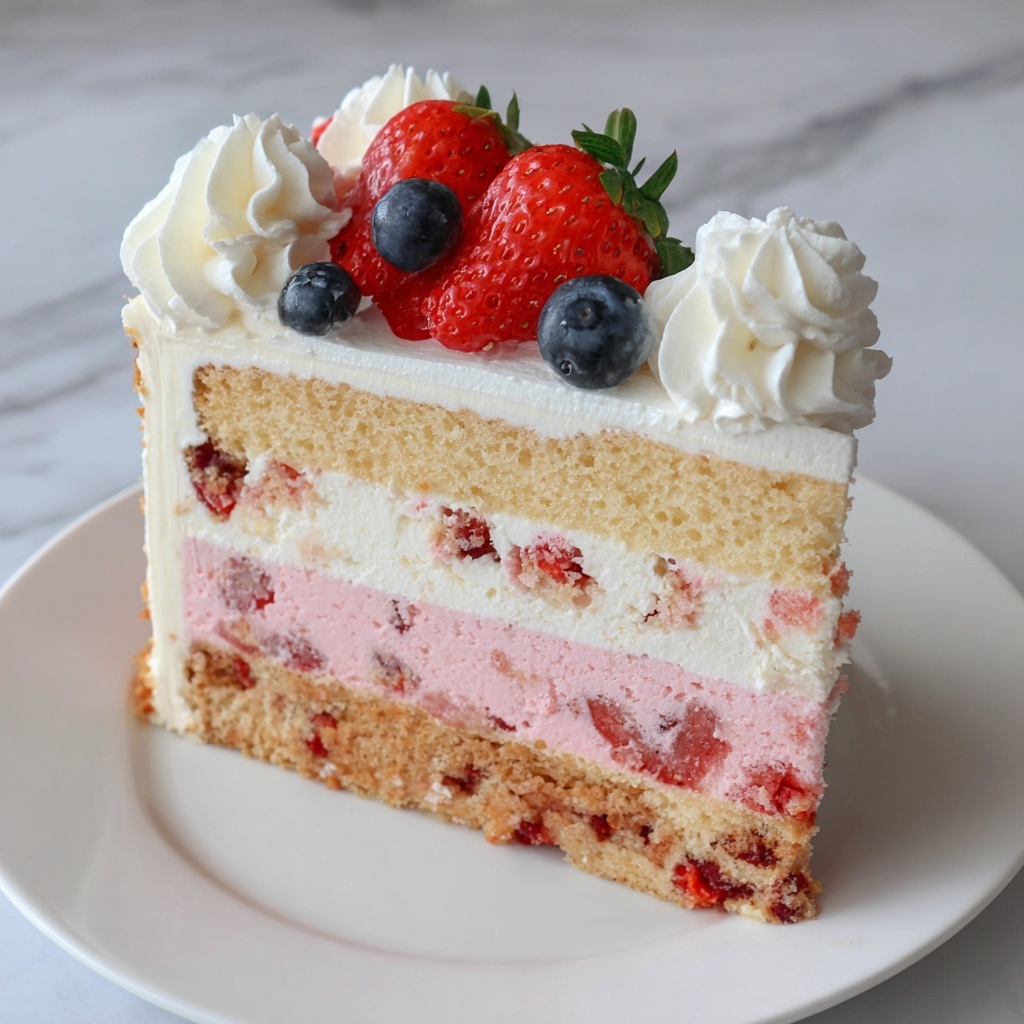 Unicorn No-Bake Strawberry Split Cake Recipe - Recipe Image