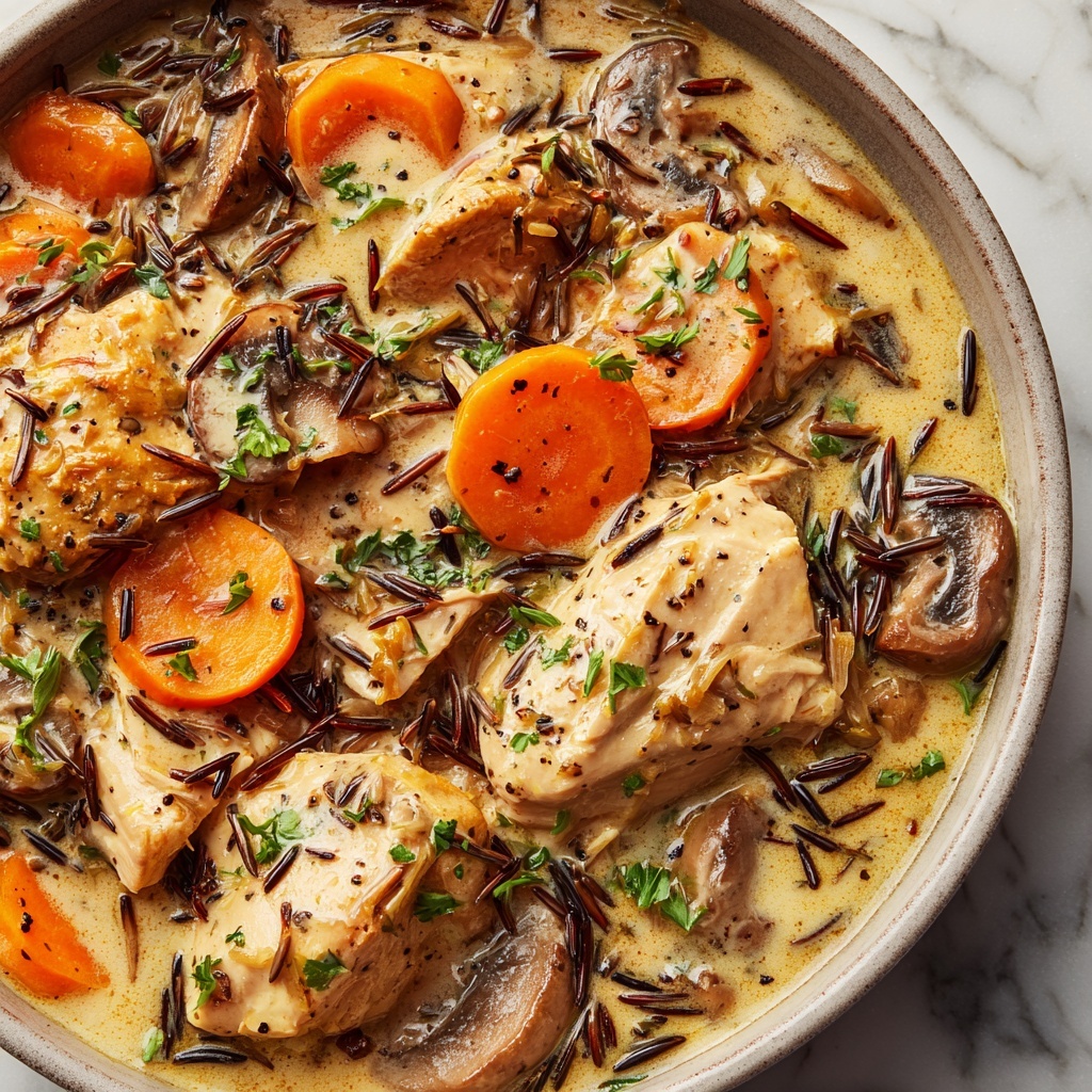 Creamy Mushroom Chicken and Wild Rice Soup Recipe - Recipe Image
