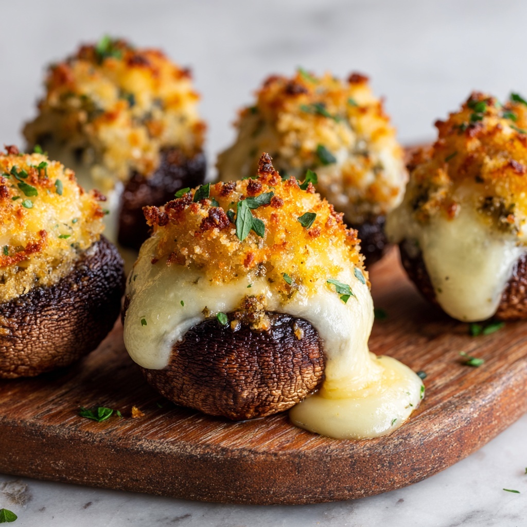 White Cheddar Stuffed Mushrooms with Creamy Cheddar Sauce Recipe - Recipe Image
