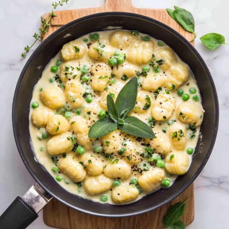 Gnocchi with Creamy Sage and Peas Sauce (Vegan-Friendly) Recipe