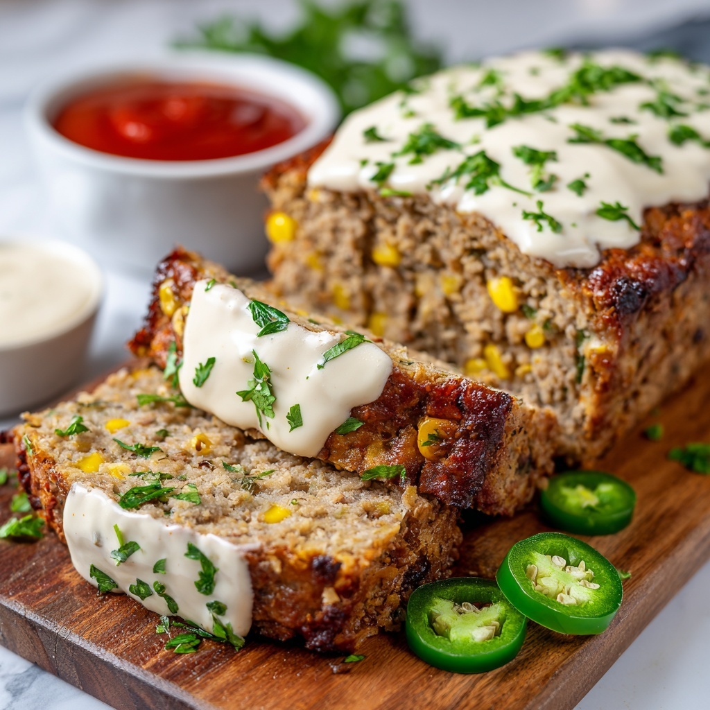 Smoky Jalapeño Popper Meatloaf with Creamy Ranch Drizzle Recipe - Recipe Image