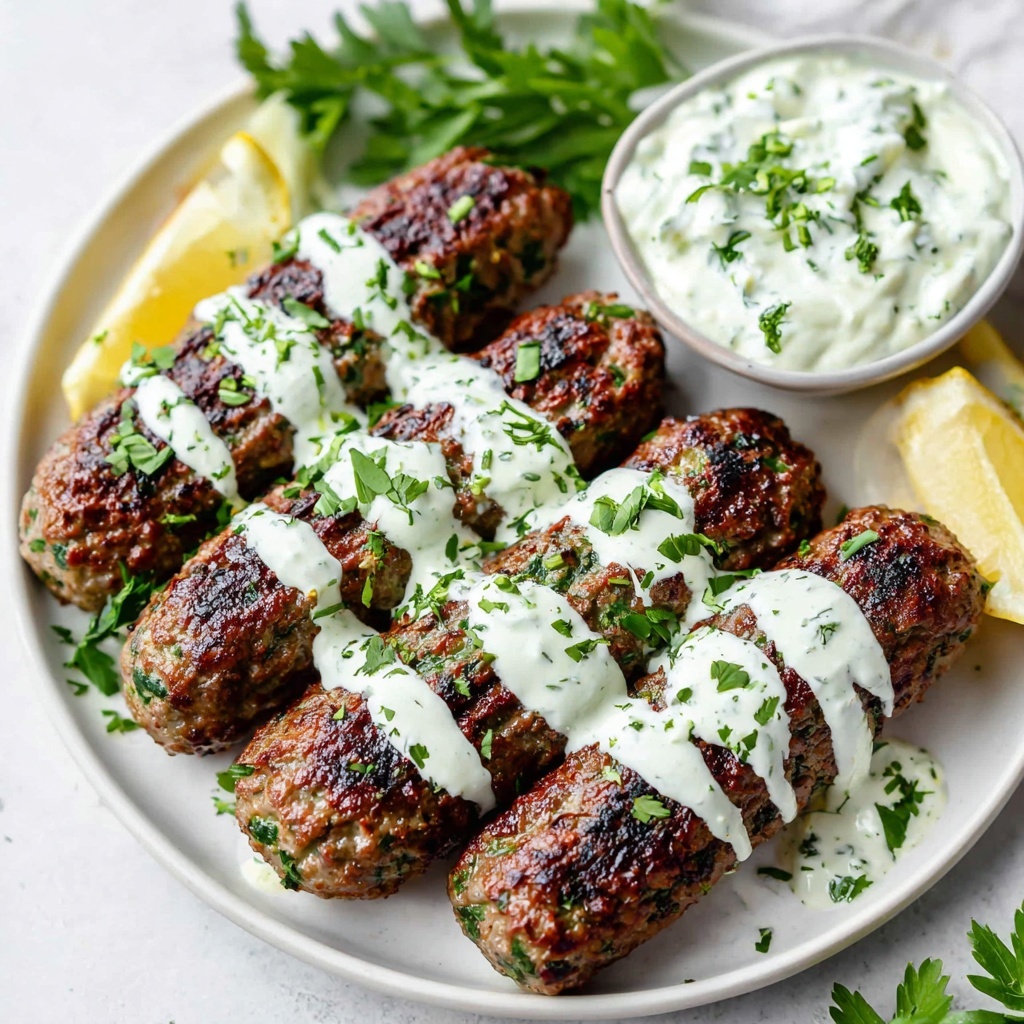 Chicken Kofta with Garlic Yogurt Sauce Recipe - Recipe Image