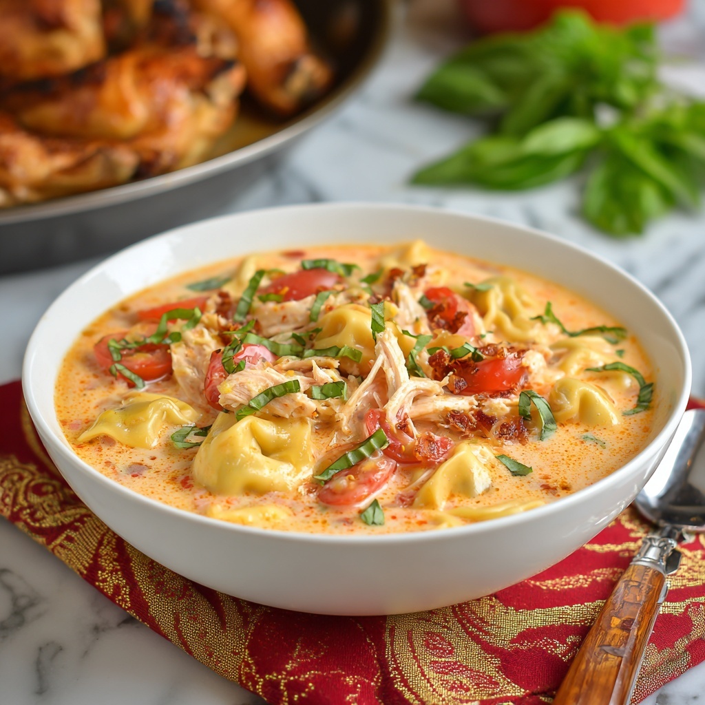 Chicken Pesto Tortellini Soup Recipe - Recipe Image