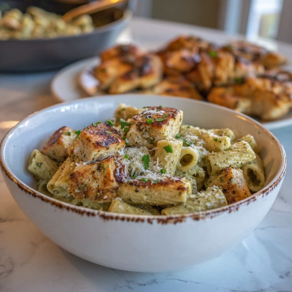 Creamy Pesto Chicken Pasta Recipe - Recipe Image