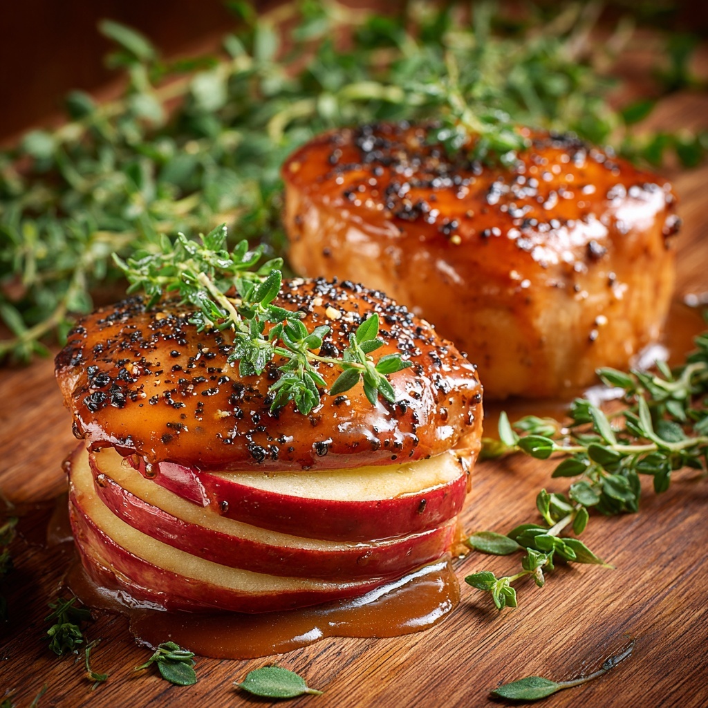 Maple Mustard Glazed Chicken Breast Stuffed with Brie & Apple Recipe - Recipe Image