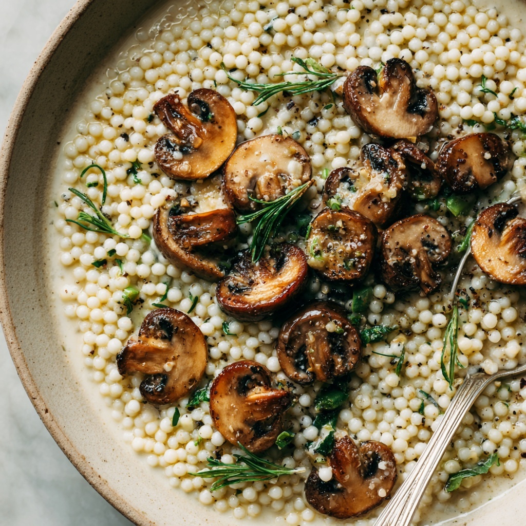 Creamy Mushroom & Pearl Couscous Soup Recipe - Recipe Image