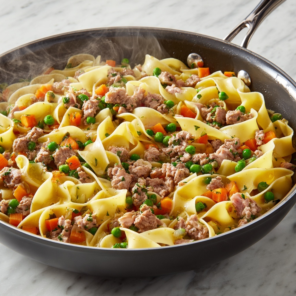 Chicken Pot Pie Noodle Skillet Recipe - Recipe Image