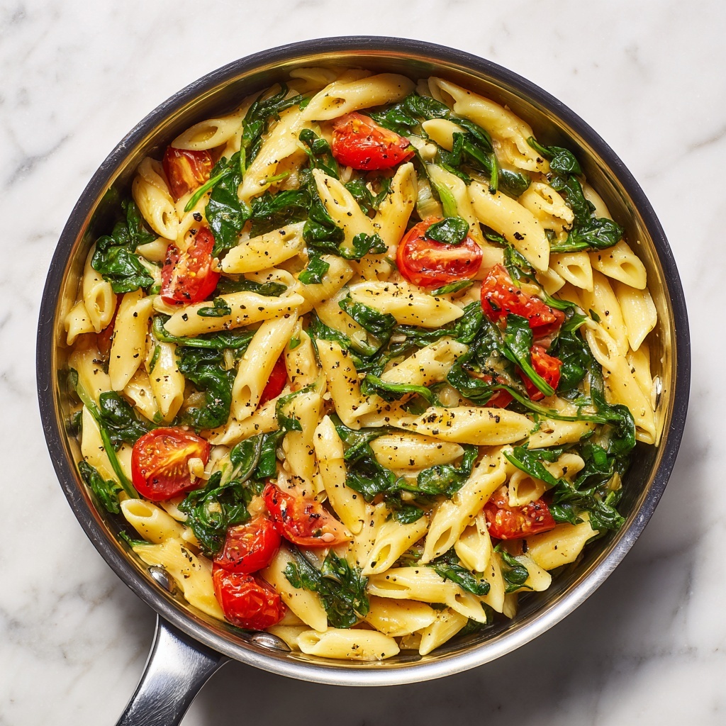 Delicious Spinach Tomato Pasta Recipe - Recipe Image