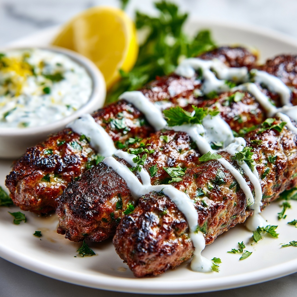Chicken Kofta with Garlic Yogurt Sauce Recipe - Recipe Image