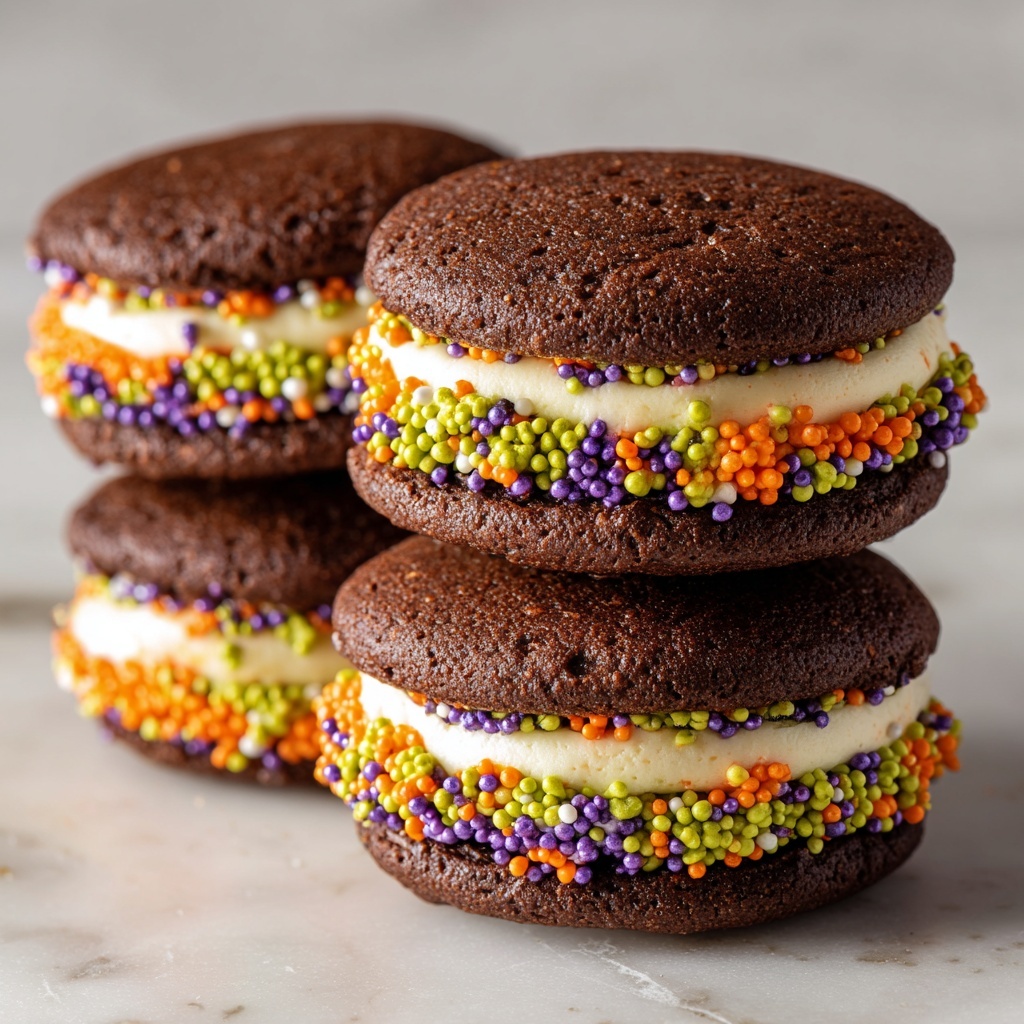 Halloween Whoopie Pies with Spooky Vanilla Buttercream and Halloween Sprinkles Recipe - Recipe Image