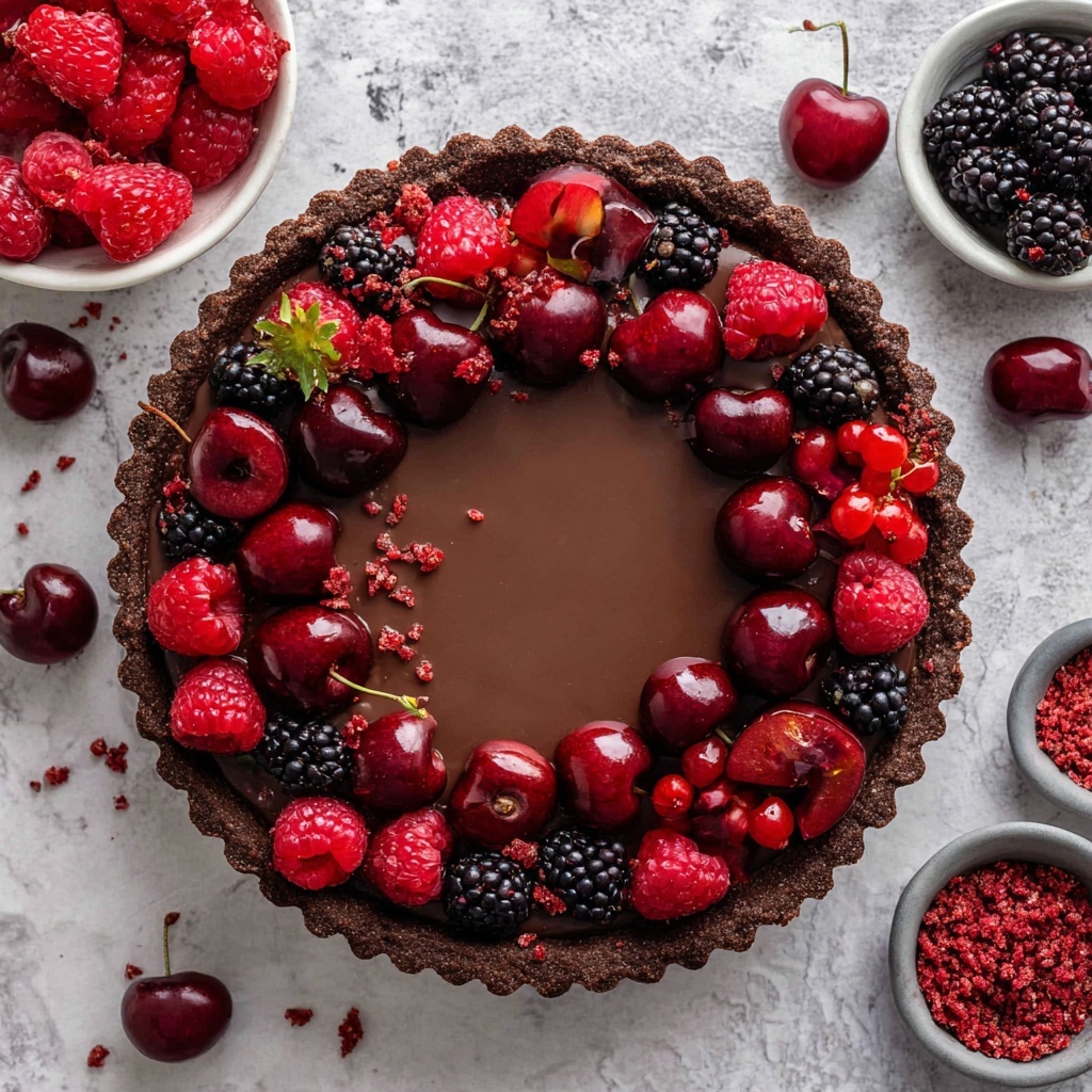 Vegan Forest Fruits Chocolate Tart Recipe - Recipe Image