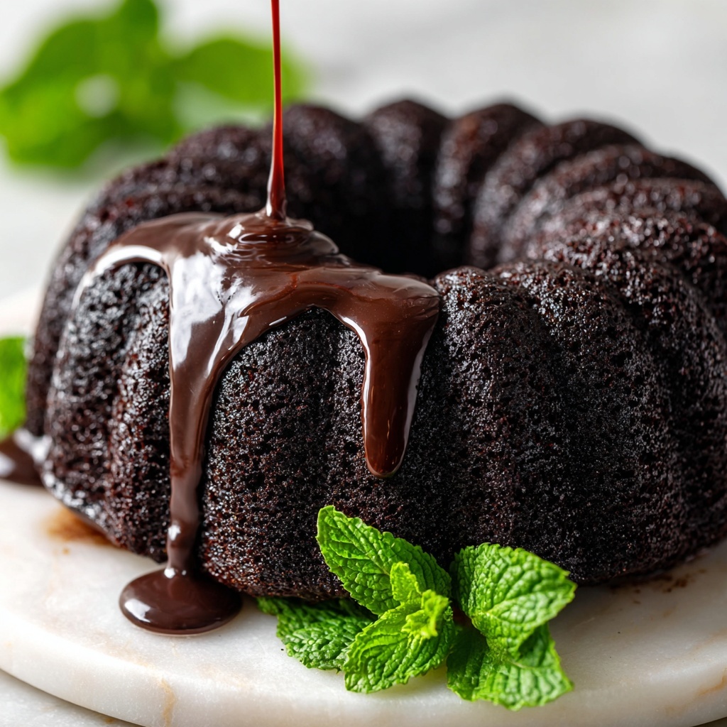 Chocolate Bundt Cake with Hibiscus Cream Cheese Glaze Recipe - Recipe Image