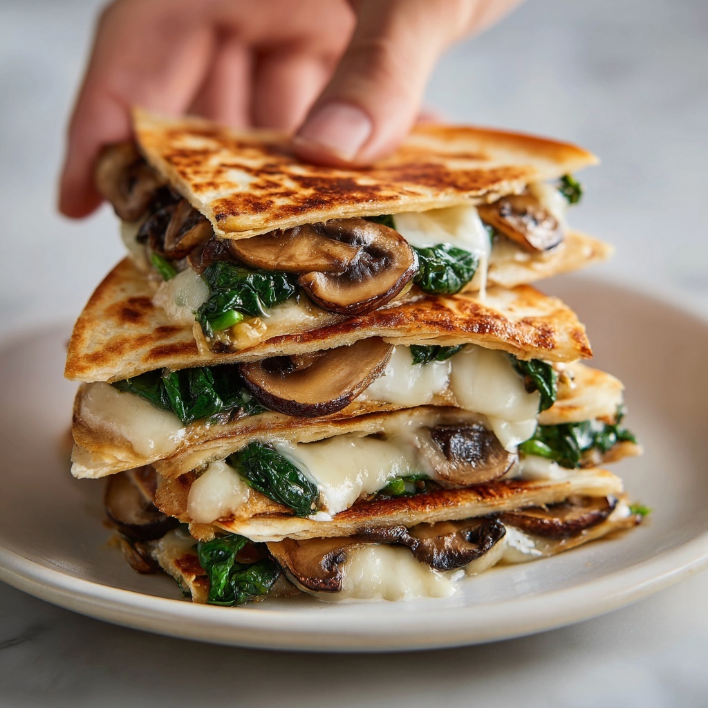 Baked Spinach Mushroom Quesadillas Recipe - Recipe Image