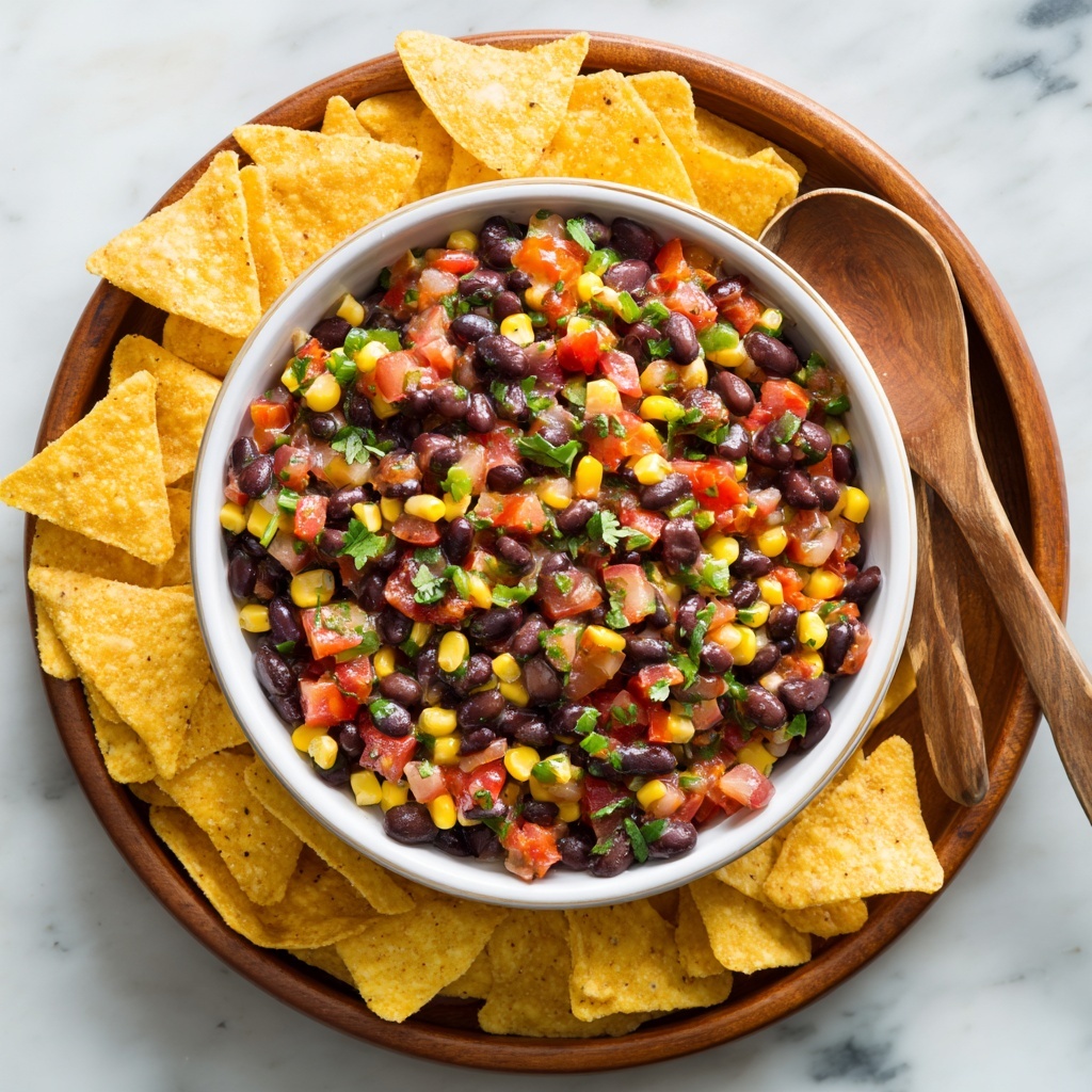 Black Bean and Corn Salsa with Tortilla Chips Recipe - Recipe Image