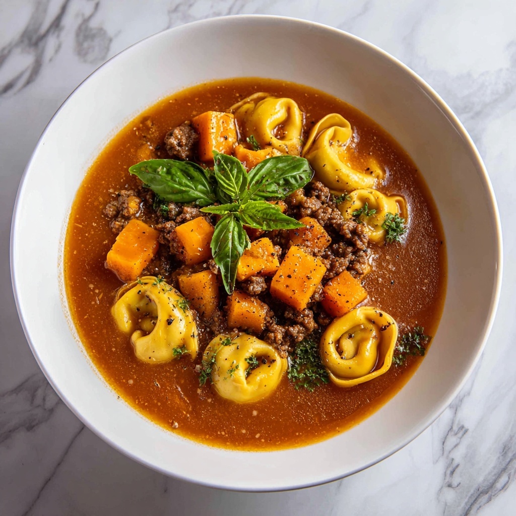 Slow Cooker Tomato Tortellini Soup with Ground Beef Recipe - Recipe Image