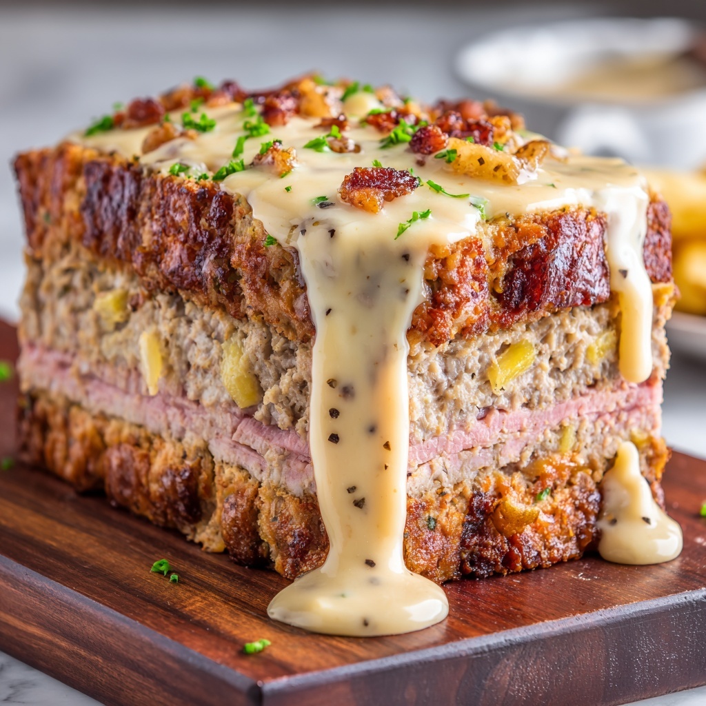 Chicken Cordon Bleu Meatloaf with Creamy Dijon Gravy Recipe - Recipe Image
